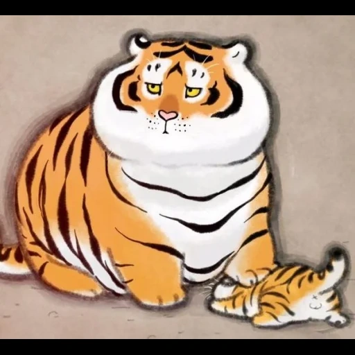 o tigre é engraçado, bu2ma_ins tiger, ilustração do tigre, o tigre gordinho bu2ma, tigre gordo bu2ma