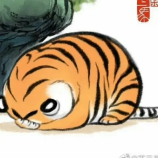 тигр, тигр милый, тигр смешной, крадущийся тигр, милые рисунки тигров