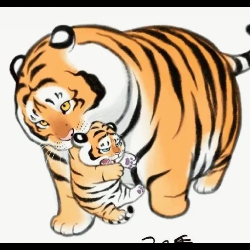 un tigre potelé, gras tigre, le tigre est drôle, tigre tigerok, un dessin de tigre potelé