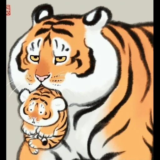 тигр милый, пухлый тигр, толстый тигр, тигр смешной, тигр иллюстрация