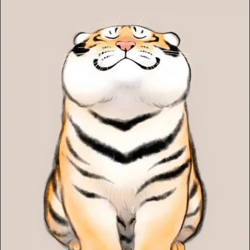 тигр милый, пухлый тигр, толстый тигр, тигр смешной, пухлый тигр арт
