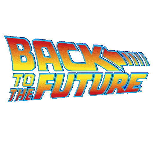 texto, regreso al futuro, retroceder el futuro del emblema, devolver el logotipo futuro, volver al futuro palo