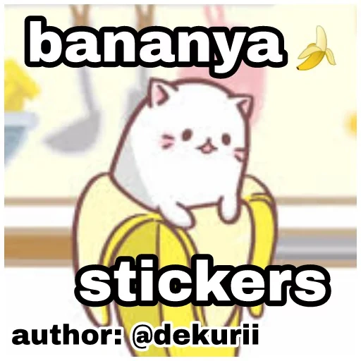 plátano, gato de plátano, gato de animación de plátano