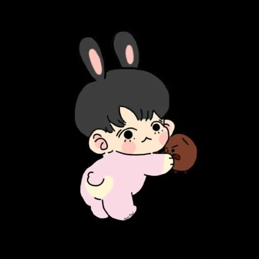 animation, bt21 chongguo, chibi bts rm, red cliff character bts, chonguk bottom red cliff