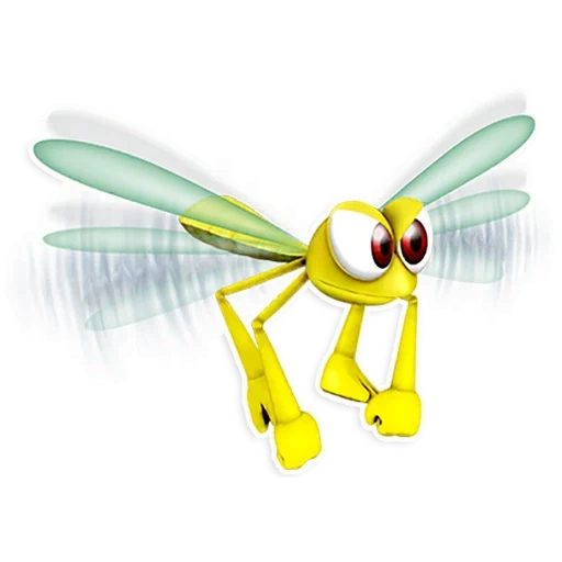 la libellula, libellula gialla, la piccola libellula, libellula su fondo bianco, cartoon dragonfly
