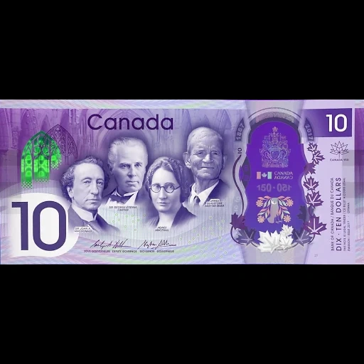 banconote canadesi, dollaro canadese, 10 dollari canadesi, 10 canada banknot, banknot of canada 10 2017