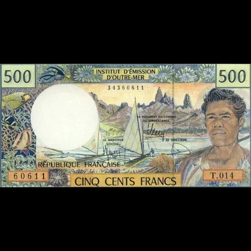 contas, notas de banco, 500 francos, notas do mundo, polinésia francesa 500 francos