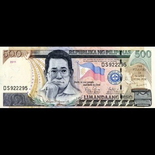 dinheiro, notas de banco, papel moeda, 500 pesos filipinos, notas filipinas