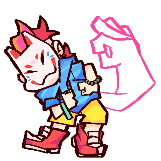 animation, game picture, fnf test pico, colored punk, vinyl sticker