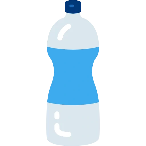 bottle of water, the icon is a bottle, plastic bottle, the bottle of water is cartoony, water bottle icon with gas