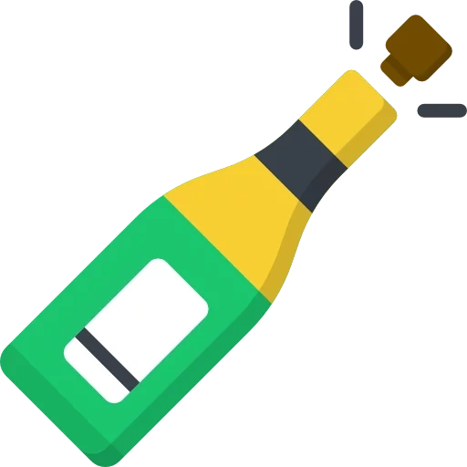 flasche, das symbol ist eine flasche, champagnerikone, cartoon champagner, eine flasche champagnerikone