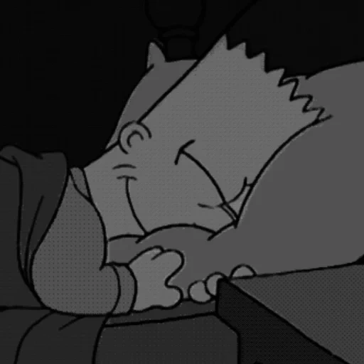 gatto, sayida, profilo, bart simpson, cartoon di cuando papi duerme