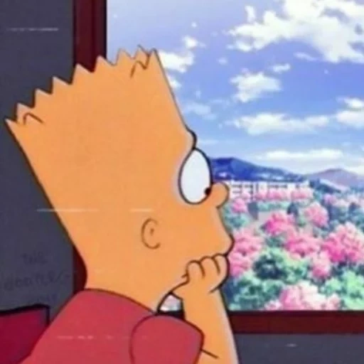 animación, anime frío, bart simpson está llorando, bart simpson está triste, bart simpson está triste