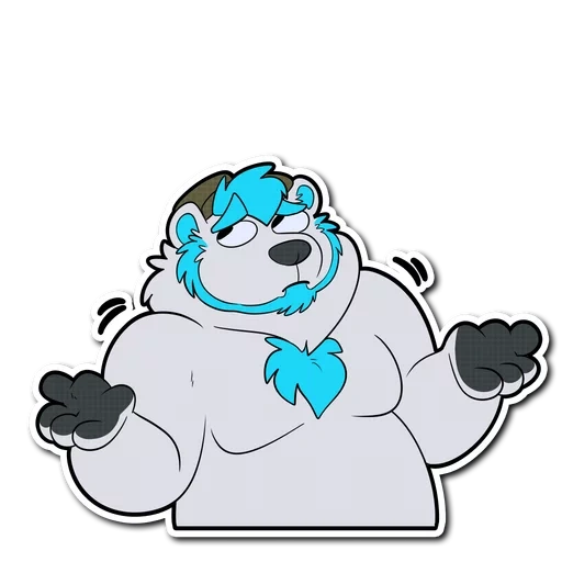 peludo, anime, urso polar, desenho animado de urso branco
