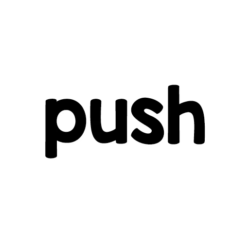 push, teks, tanda, dorong merek, logo kreatif