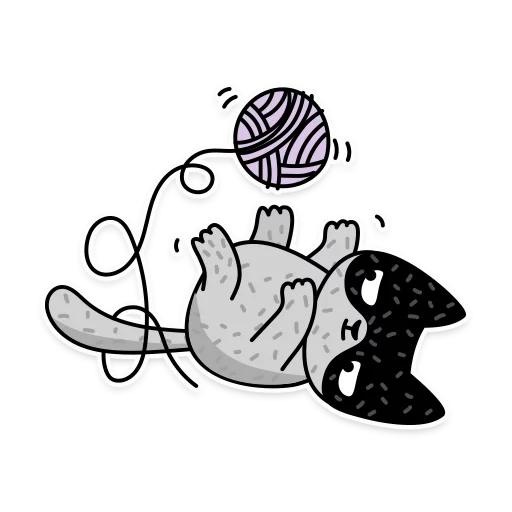 tricoters, chat coloriage, dessins vectoriels, illustrations vectorielles, chaton avec une boule de coloration