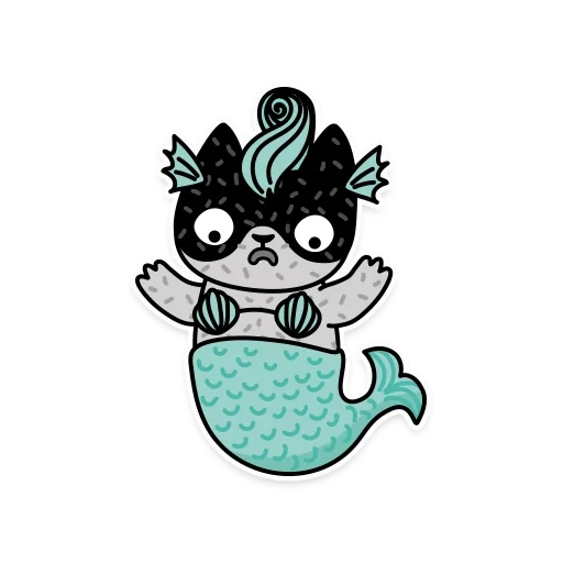 adorabile, la sirena del gatto, animali carini, illustrazioni cute, illustrazioni vettoriali