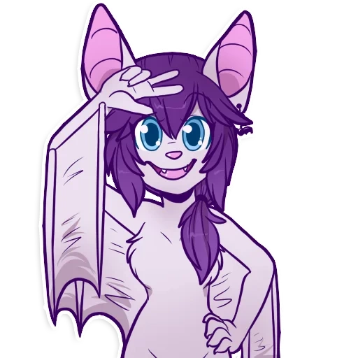 ratón de murciélago, violeta peludo, estilo de dibujo peludo