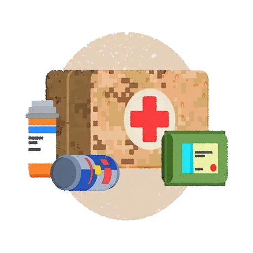 kit di pronto soccorso per bambini, icona della scatola dei medicinali, kit di pronto soccorso dei cartoni animati, kit di pronto soccorso dei cartoni animati, kit di pronto soccorso pixel
