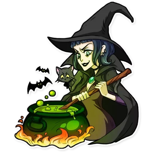 sorcière, bad girl, cartoon witch