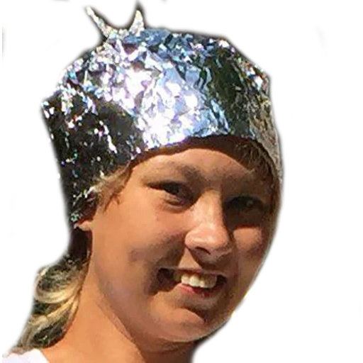 jeune femme, fille, femme, chapeau en papier d'aluminium, chapeau de cheveux