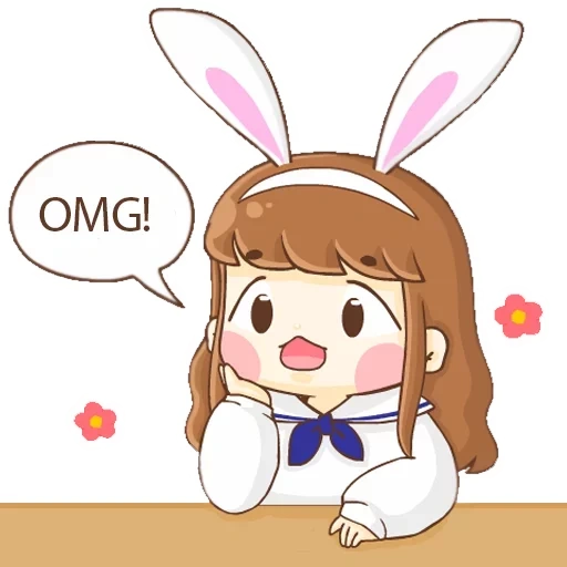 chibi, anime, nina cute, anime rabbit, lukisan tokoh dinding merah yang indah