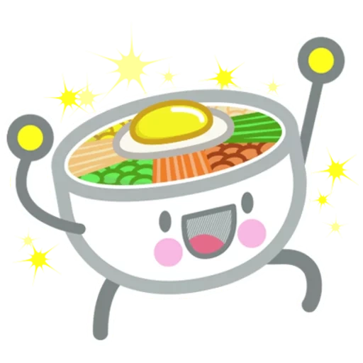 food soup, stew pattern, bibimbap plate pattern, cartoon noodles, cartoon bibimbap