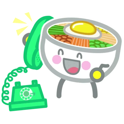 smiling face, soup with vegetables, soup cartoon, cartoon bibimbap