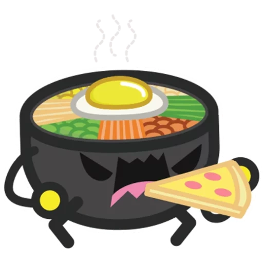 sup, populer, kartun pibimpap, vektor karakter sushi