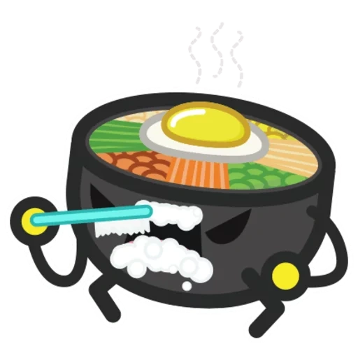 sushi, mezcla de arroz, bibimbap, patrón de plato de arroz mezclado, arroz de dibujos animados