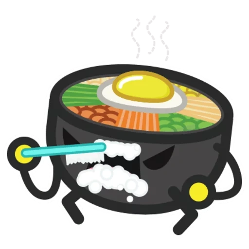 sushi, mélange de riz, bibimbap, modèle d'assiette à riz, mélange de riz de dessin animé