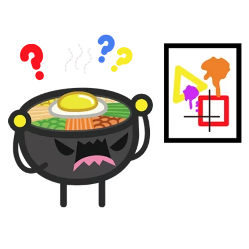 sopa, mezcla de arroz, bibimbap, patrón de plato de arroz mezclado, arroz de dibujos animados