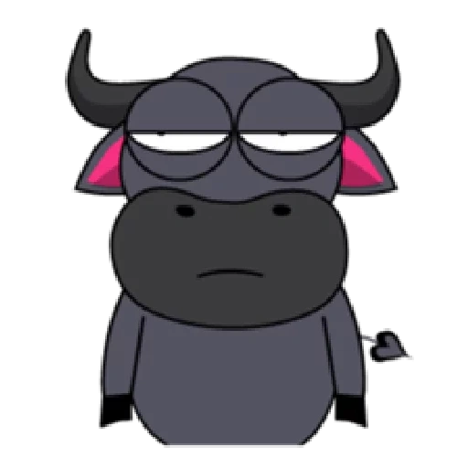 touro, asiático, cartoon de vaca, monstro roxo adesivo, animais de desenho animado