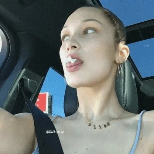 young woman, bella hadid, beautiful girl, haley bella hadid, bella hadid driving