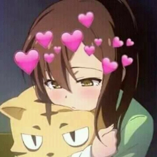 anime nyam, o anime fofo, corações de anime, corações de anime, o gato sakuraso aoyama