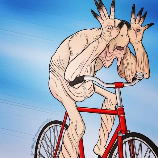 прикол, человек, на велосипеде, езда велосипеде, дьявол велосипеде