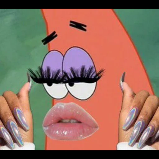 nails, manicure, patrick star, patrick with nails
