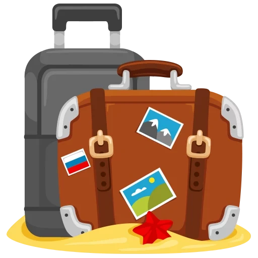 чемодан, иконка чемодан, чемодан сбоку вектор, мультяшный чемодан путешествий
