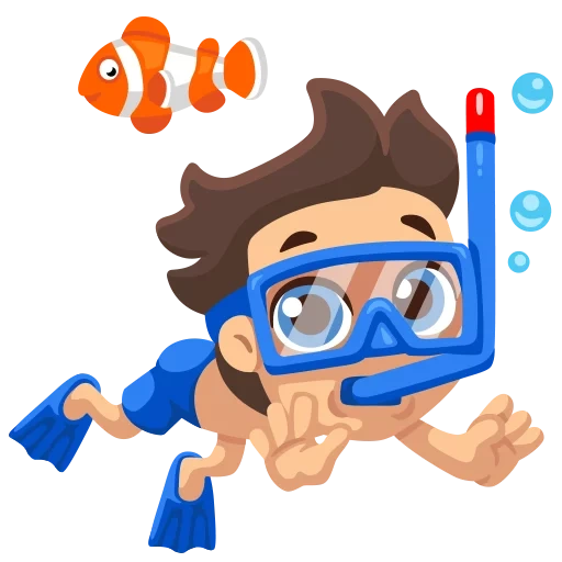 swimming of children, aqualangist boy, snorkeling drawing, boy cartoon swimmer, cartoon boy scuba diving