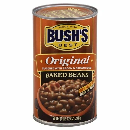 die bohnen, gebackene bohnen, bush's baked beans, dosen mit bohnen, amerikanische dosenbohnen