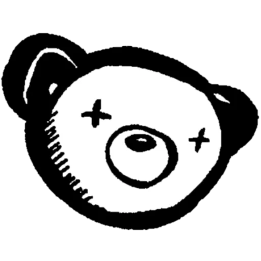 icono de oso, cara de oso, sketch trompeta, panda pictograma, teddy bear cb log