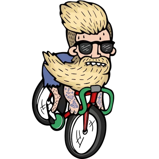 bearded, motorcycle punk, clipart motorcycle, the stickers are male, bearded man