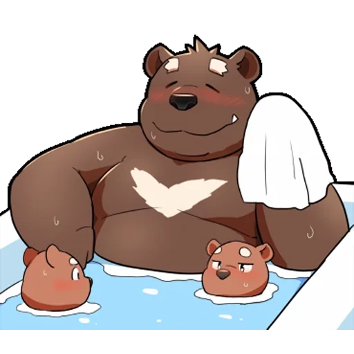 anime, bear, bear character, bear is brown, illustration bear