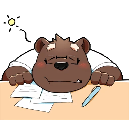 аниме, медведь, удивленный медведь, медведь иллюстрация