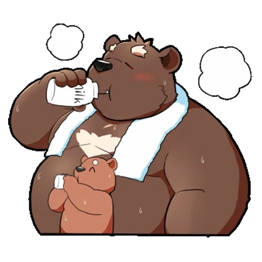 beruang, anak laki-laki, ayah beruang, beruang perut besar