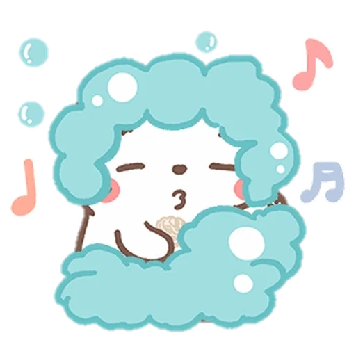 animation, white clouds, kavai's picture, moire, bt21 koya and rj