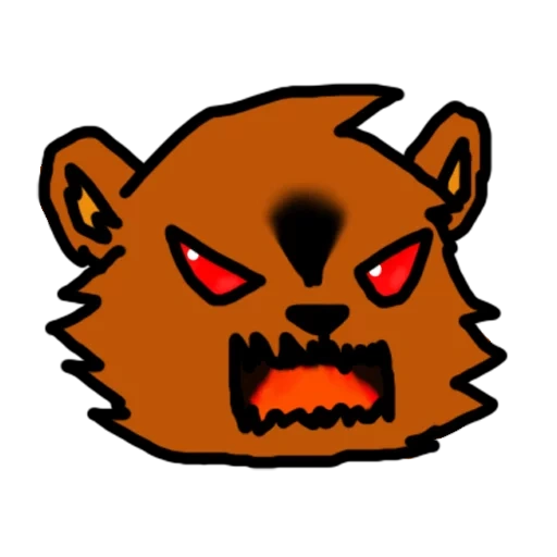 anime, insatisfeito, logo urso, logotipo grizzly, logotipo de urso laranja