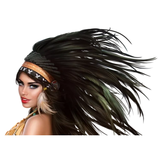 девушка, коллажи artist sauly, девушка индеец профиль, индейский головной убор, индейские женщины короткими волосами