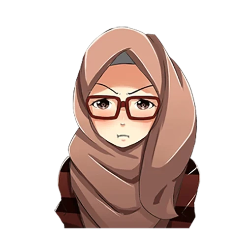 junge frau, hijab mädchen, muslim, anime hird habiba, schüchternes mädchen