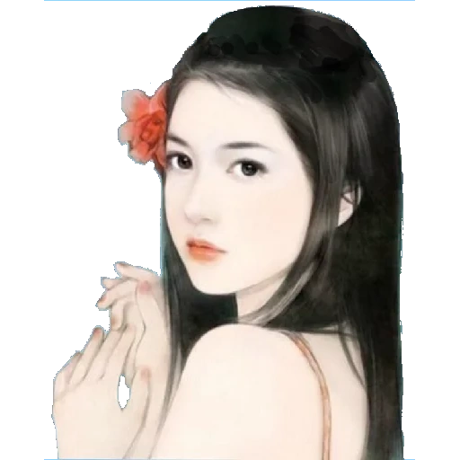 giovane donna, disegno geisha, ritratto di coreano, ragazza coreana, disegno di coreanka